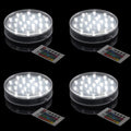 LARDUX Pack of 4 LED Lights Base with Remote - 6-inch Round Lights Display Stand for Effiel Tower Vase Crystal Glass Art LED Pedestal Base - Charging USB or Battery Powered - size: 6-inch led base with remote