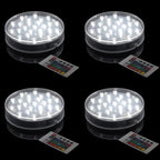 LARDUX Pack of 4 LED Lights Base with Remote - 6-inch Round Lights Display Stand for Effiel Tower Vase Crystal Glass Art LED Pedestal Base - Charging USB or Battery Powered - size: 6-inch led base with remote