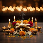 Decorative Metal Flower Tea Light Candle Holder, Gold, 3 Inch, Modern Floral Wall Art Decor