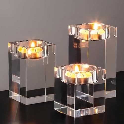 Votive Candle Holder Set of 3, Glass Votive Cande Holders Bulk, Tealight Cande Holder for Home Decor, Wedding,Christmas,Thanksgiving - size: 3 Pcs
