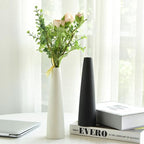 8.5" Black Frosted Ceramic Bud Vase - Conic Single Stem Flower Vase for Home Table Office Desk Decor Slender Minimalist Centerpiece