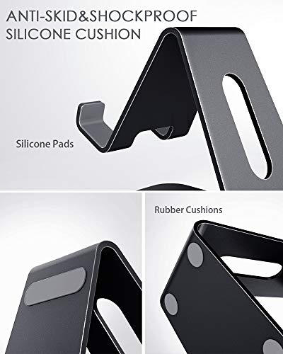 CreaDream Cell Phone Stand, Cradle, Holder, Aluminum Desktop Stand Compatible with Switch, All Smart Phone, iPhone 11 Pro Xs Max Xr X Se 8 7 6 6s Plus SE 5 5s-Black - color: Black