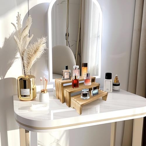 Yikaroeli 2 Set Small Display Riser Wood Risers Wooden Cupcake Display Stand,9.4"-7.8" Graduated Sizes,3Tiered 6Pcs Display Racks Dessert Food Stands