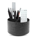 lizimandu Round Leather Art Supply Organizer,Remote Control Holder,360 Degree Spinning,Multi-Functional Pencil Holder,4 Compartments Desktop Stationary Organizer(1-Black2) - color: 1-Black2