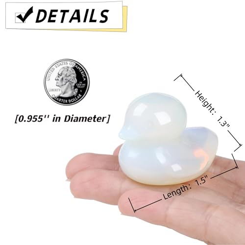 QINJIEJIE Opalite Duck Gifts Decor Funny Ducks Figurines Healing Gemstone Cute Animal Statues White Opal Stone Room Desk Home Duck Decor Reiki Energy Stocking Stuffers Gifts for Her - color: Opal