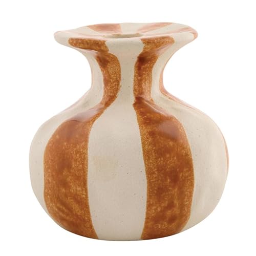 47th & Main Candle Holder for Taper Candle Striped Ceramic Candlestick Candleholder, 4" Dia x 4" H, Orange/White - color: Orange/White, size: 4" Dia x 4" H