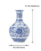Blue and White Vase, Blue Vase, Chinoiserie Vase, Blue and White Ginger Jar Vase for Home Decor, Blue and White Porcelain Decor,9½"H - size: Blue 9.5"H