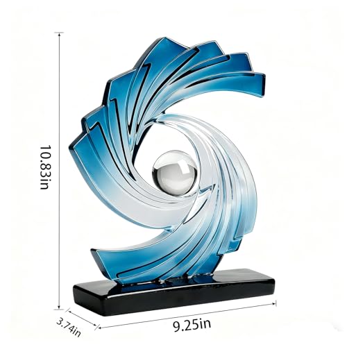Abstract Art Statue,Modern Gold Minimalist Decoration,Geometric Abstract Sculpture,Decoraciones para Sala Bedroom Office Coffee Tabletop Centerpiece Decoration Resin Collectibles (Blue) - color: Blue