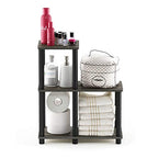FURINNO Turn-N-Tube Accent Decorative Shelf, French Oak Grey/Black - color: French Oak/Black