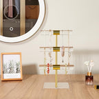 3-Tier Necklace Holder Bracelet Holder, Gold Acrylic Jewelry Display Stand Crystal T Bar Jewelry Organizer Gift for Women - style: 3-Tier 1pc