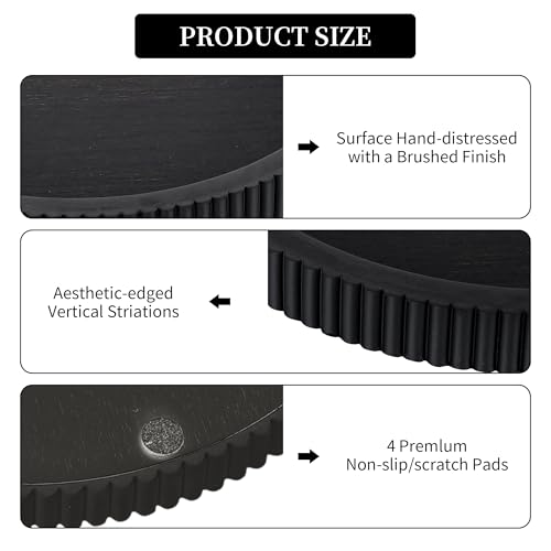 Hanobe Decorative Tray for Coffee Table: 12" Black Round Centerpiece Tray for Home Decor - Wood Modern Farmhouse Decor for Living Dining Room Kitchen Island Tabletop - color: Black