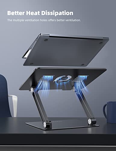 Lamicall Adjustable Laptop Stand, Portable Laptop Riser, Aluminum Laptop Stand for Desk Foldable, Ergonomic Computer Notebook Stand Holder for MacBook Air Pro, Dell XPS, HP (10-17.3'') - Black - color: 2-Black