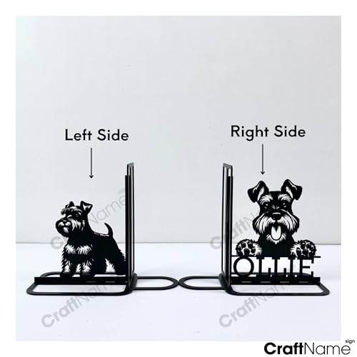 Craftnameisgn Custom Miniature Schnauzer Metal Bookends for Shelves Decorative, Schnauzer Book Ends Metal Art for Home Office, Book Stopper for Heavy Books, Dogs Book Shelf Holder - color: Design 12