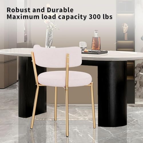 7 Piece Rectangular Glass Dining Table Set, 63'' Modern Kitchen Table Set Gold Base with 6 Luxury Pink Gold Boucle Dining Chairs, Dining Table and Chairs for Home, Apartment - color: Golden+pink Gold Chairs, size: 63'' + 6 Chairs