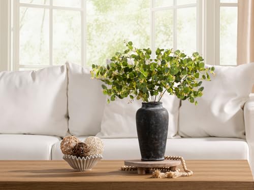 Large Ceramic Rustic Vase, 11 Inch Tall Flower Vase Rustic Farmhouse Decorative Vase Floral Pottery Vases for Home Decor Table Living Room Entryway Mantel Bookshelf Bedroom Bathroom Kitchen - Black - color: 11"h - Black