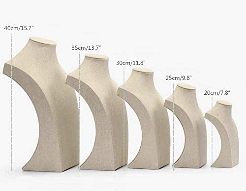 Beige Linen Necklace Display Bust - 11.8" Jewelry Holder for Necklaces, Bracelets, Figure Display Stand (30x17cm) - size: 30x17cm