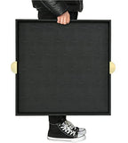 HofferRuffer Extra Large Square Serving Tray, Elegant Faux Leather Ottoman Tray with Gold Hardware Handles, Serve Tea, Coffee or Breakfast in Bed, 23.6 x 23.6 inches, Black Large Square - color: Black, size: 23.6" x 23.6" x 2"