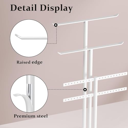 pickpiff White Jewelry Stand Holder Organizer: 12.5" Sturdy Hanger for 80 Pcs Jewelry, Jewlery Tower for Display Necklace, Earring, Bracelet, Watch - color: White, size: 12.5" Height