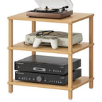 LELELINKY 3-Tier AV Media Player Stand, Natural Stereo Cabinet, Modern Audio Shelf, Wooden TV Stand,Game Console Shelf, Multifunctional Entertainment Center, Suitable for Home, Conference Room - color: Natural, size: 3 Tier