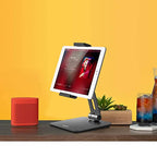 KABCON Tablet Stand,Tightness Adjustable Aluminum Alloy Tablet Stand for Desk, 360° Swivel Foldable Tablets Stands Dock for 4''-14''Tablets/Phone, iPad Series,Samsung Galaxy Tabs,Kindle Fire,Etc. - color: Grey