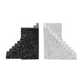 Pemberly Row Transitional Bookends, Speckled Concrete Black and White Finish, Stairway Design, Handcrafted Decorative Sculptural Art, 1 Set for Shelves or Home Office Decor