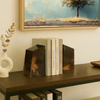 Bey-Berk Tiger Eye Marble Stone Bookends, Brown – Heavy-Duty Desk and Bookshelf Organizer, Decorative Book Holder