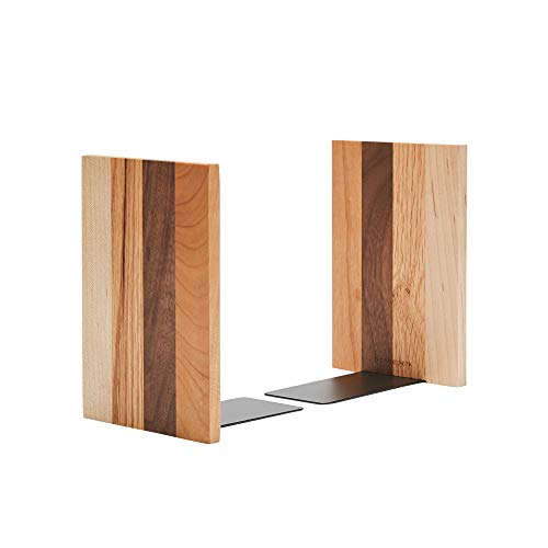 Pandapark Wood Decorative Bookends,Non-Skid Bookend for Shelves,Heavy Duty Bookends,Book Stand for Books/CDs,1 Pair - color: Spirit