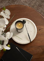 Kate and Laurel Sevienne Modern Glam Round Marble Tray, 10 Inch Diameter, White and Gold, Contemporary Scooped Pedestal Tray for Use as Entryway Tray Catchall or Small Coffee Table Tray