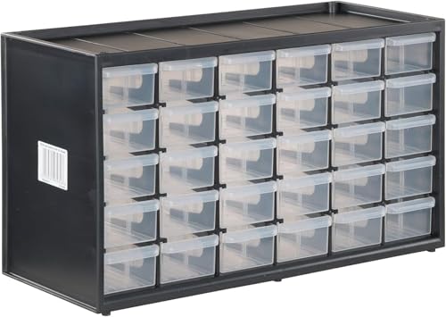 CRAFTSMAN Storage Organizer, 30 Small Drawer Modular Storage System, Easily Stackable, Plastic, Black, White (CMST40730) - size: 30, style: 30 Bins
