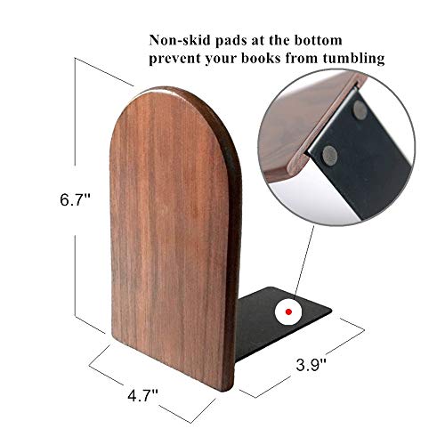 Wood Bookends, Decorative Bookends for Shelves Heavy Books, Office Book Stand, Black Walnut, H6.7 x W4.7 x L3.9 - color: Walnut A-1 Pair