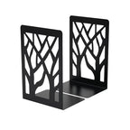 YXQ Book Ends for Shelves Decorative,Tree Metal Bookend Supports for Home Office School Heavy Books, Set of 3 Black Book Holders for Shelf Unique Decoration Book Stoppers