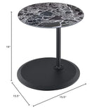 Small Drink Table,Height Adjustable Pedestal Table, Martini Tables, Side End Tables with Round Marble Top,Increase Size and Weighted Base for Small Spaces Living Room,Bedroom - Black - color: Marble-adjustable 2#