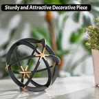 7" Metal Sphere Decor, Metal Coffee Table Decor Sculpture - Black & Gold, Abstract Tabletop Decorative Ball for Home, Decorative Balls for Centerpiece Bowls