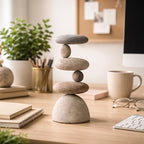 Small Side 2 Side Rock Cairn Sculpture, Garden Decor, Zen Garden, Balanced Pebbles, Stacked Stones, Home Accents, Outdoor, Indoor, Meditation