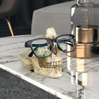 Mrlikale Skull Glasses Stand Holder, Creative Eyeglasses Holder, Sunglasses Spectacle Display Rack, Key Holder Resin Sculptures for Entryway, Home, Office, Desk, Nightstand (White) - color: White