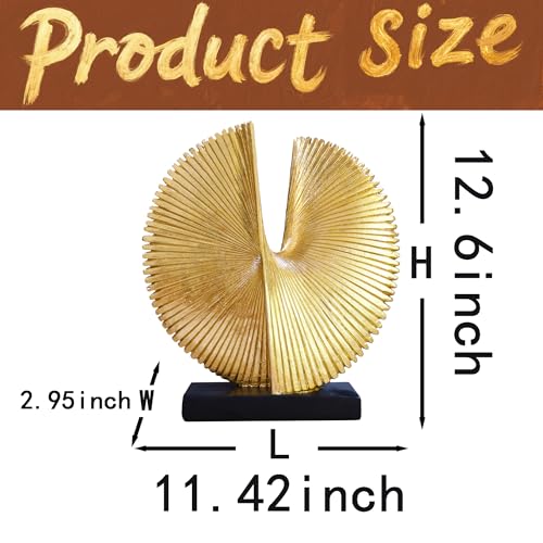 Modern Abstract Round Decorative Sculpture , Dining Living Room Desk Decor,Geometric Home Decor Statues,Shelf Top Decor Aesthetics,making it perfect for placing coffee tables or office shelves,golden - color: 12.4"golden