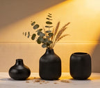 Black Ceramic Vase Set 3 Modern Style Decor Farmhouse Home Living Room Dining Table Room Desk Pottery Small Vases - color: 15 Black