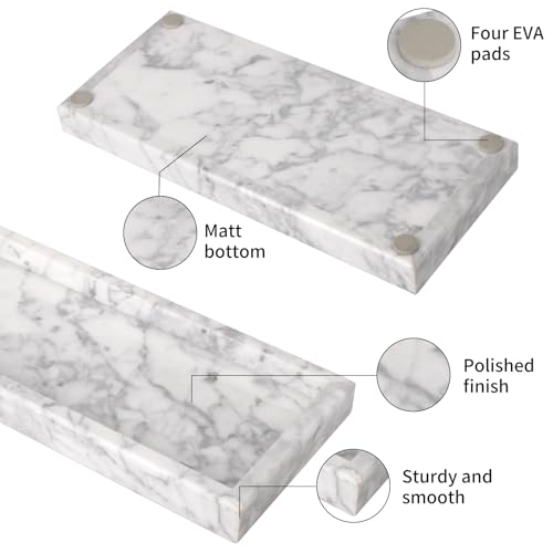 Marble Bathroom Vanity Tray, Natural Luxury Vanity Home Kitchen Bathroom Table Tray, Stone Decorative Countertop Dresser Trays for Key Coffee Perfume Jewelry Makeup (Carrara White, 12"x 5" x1.2") - color: Carrara White, size: 12" x 5" x 1.2"