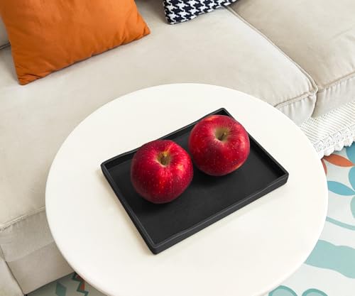 Small Black Mini Serving Tray (8.5 x 6.3 inch) for Serving Accessory, Spa, Coffee, Drinks, Wine, Tea, Bar, Party, Seasoning, Perfume or Display Use. - color: Black-1 Tray, size: 8.5" x 6.3" x 0.8"
