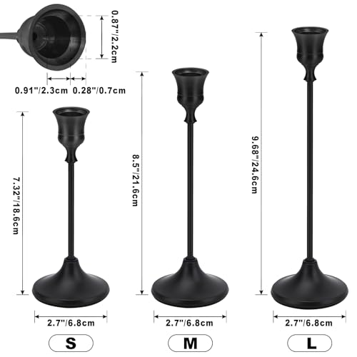 Black Candlestick Holders Taper Metal Candle Sticks Holder for Dining Table, Vintage Candelabra Tall Candle Stand for Tapered Candles, Decorative Centerpiece for Wedding Christmas Party Anniversary - color: Matte Black