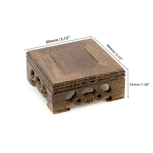Wooden Display Stand Base 3.15"×3.15" Square Wood Carved Pedestal Oriental Style Stand for Vase, Teapot, Table Lamps - size: 3.15"×3.15"