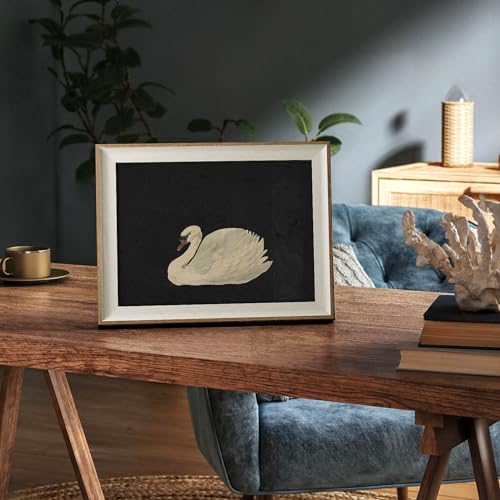 VIYYIEA Framed Wall Art for Living Room, Swan Art Canvas Prints, Vintage Home Decor, Animals Painting Picture, Bathroom Wall Decor Gifts for Friends or Family - 12L x 10W - color: Animal-【Zwaan】, size: 12"L x 10"W