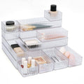 HOTOOLME 14PCS Clear Drawer Organizers Bins, 4 Size Clear Makeup Drawer Organizer, Stackable Vanity Drawer Organiser Trays, Bathroom Drawer Storage for Cosmetics, Office Supply - style: 14 Pack