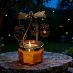kingnero Lavender Scented Candle Carousel Rotary Candle Holder Spinning Tea Light Birthday Gifts for Women, Mom, Wife, Girlfriend, Sister, Female Friends, (Gold Ginkgo Leaf) - color: Gold Ginkgo Leaf