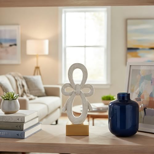 12" Modern Abstract Bowknot Decorative Sculpture, Knot Sculptures,Home Decor,Coffee Table Statues,Shelf Top Decor Aesthetics,Dining Living Room Desk Decor - color: 12.2"grey