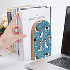 Wooden Bookends 2 Pcs,Beagle Dogs Heavy Duty Office Book Ends Anti Slip Book Shelf Holder with Metal Base Decorative Book Stands - color: Beagle Dogs