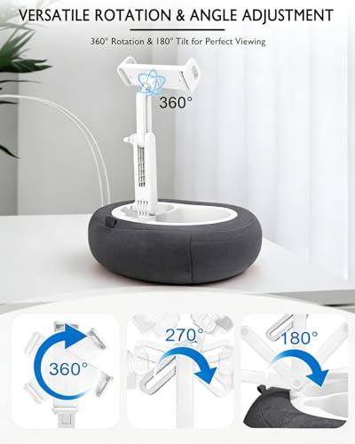 Miledi Tablet Pillow Stand, Compatible with 4.7"-12.9" Kindle, iPad, Phone/Tablet, 360° Rotating Phone Holder for Bed, Detachable Bowl, Reading and Relaxation on Bed (Black) - color: Black