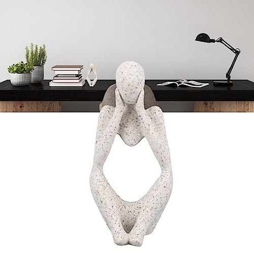 Abstract Thinker Statue | Synthetic Home Accent for Living Room/Office Desk/Bookshelf | Hollow Design Art Sculpture Collectible Present (Sandstone Focus) - style: Sandstone Focus