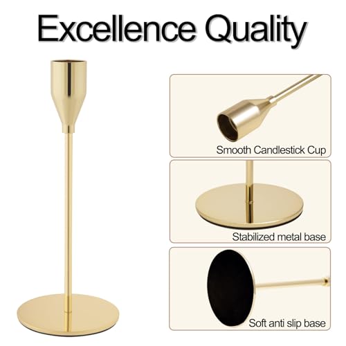 Taper Candle Holders,Tall Metal Candlestick Holders, Gold,Set of 54,Three Heights,Candle Stick Holder for Wedding Centerpiece Decoration,Dinning,Festival,Party or Home Decor﻿ - color: Gold, size: Set of 54