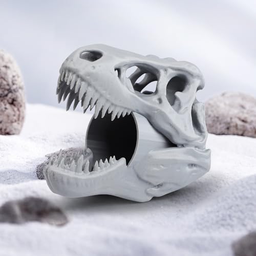Cool Dinosaur Pen Holder, Dinosaur Skull Figurine Pencil Holder for Office Desk Decor, Funny Easter Gifts for Men and Boys, Grey T-Rex Desktop Organizer - color: Gray, size: Dinosaur Head